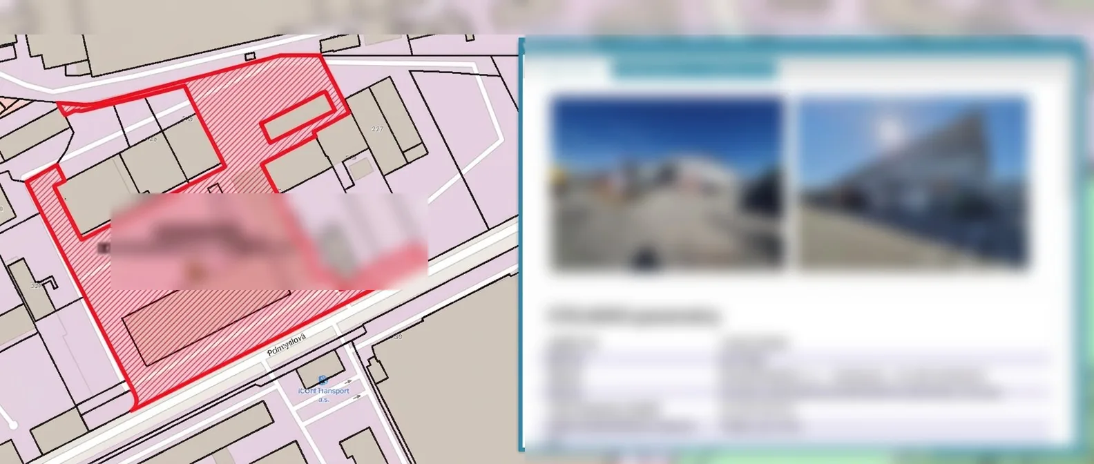 CREM GIS application with a site map and property data card